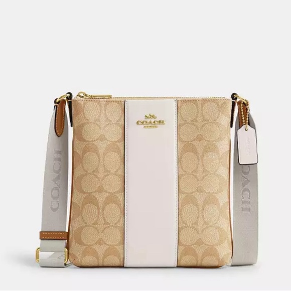 Coach Handbags - Mini Rowan File Bag In Signature Canvas With Stripe